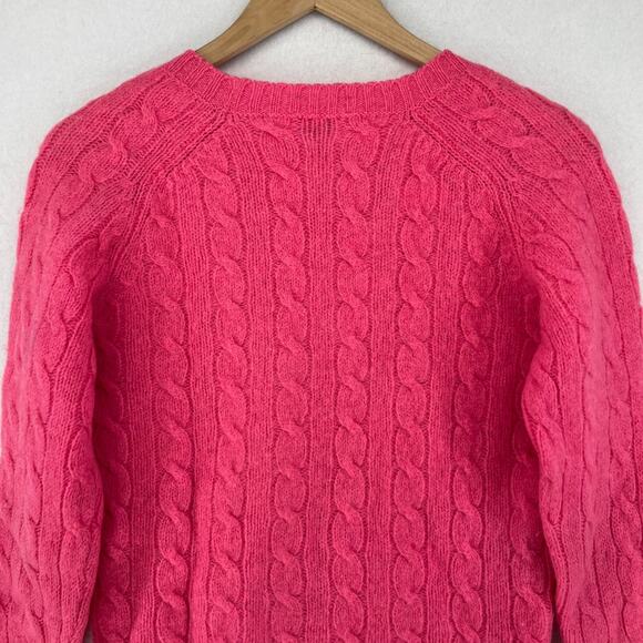 DEANS OF SCOTLAND Sweater S TRIMINGHAMS BERMUDA Cable Shetland Wool Pink HK VTG - Picture 4 of 13